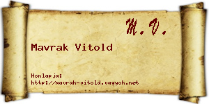 Mavrak Vitold névjegykártya